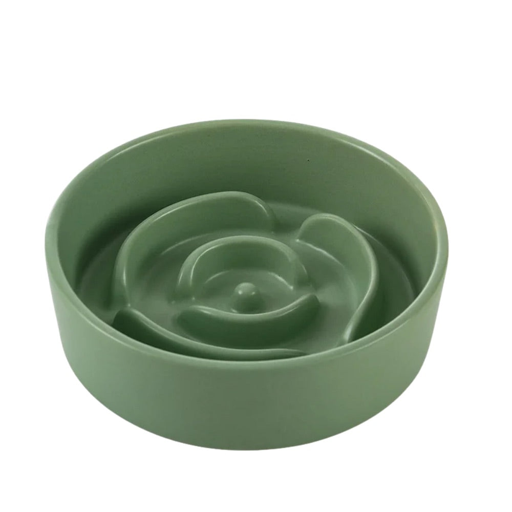 Gamelle Anti Glouton Forme Rose Vert