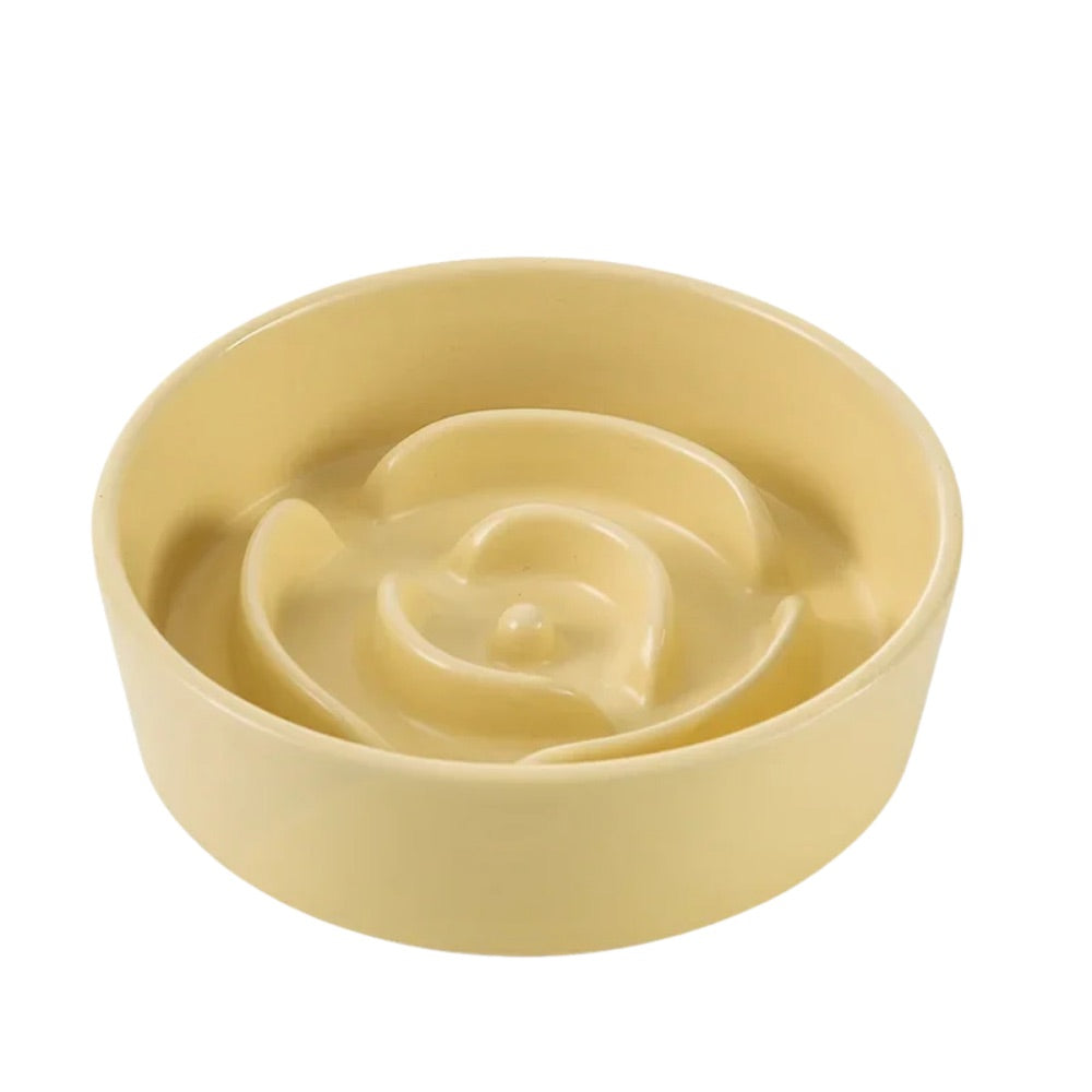 Gamelle Anti Glouton Forme Rose Beige