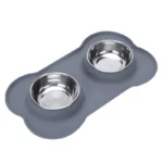 gamelle double antidérapante gris