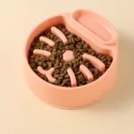 gamelle anti glouton moustache rose croquettes