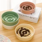 gamelle anti glouton rose pour chien et chat