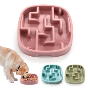 gamelle anti glouton labyrinthe avec chien et croquettes