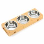 gamelle inox support bambou pour animaux