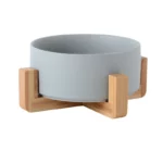 gamelle céramique support bambou gris