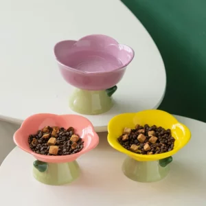 Gamelle surélevée fleur pour chat et chaton