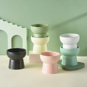 Gamelle surélevée en céramique pour chien, design élégant et moderne.