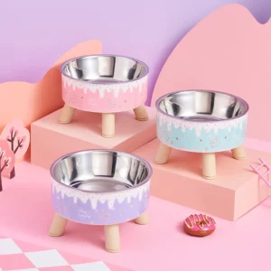 gamelle surélevée crème glacée pour chiot et chaton