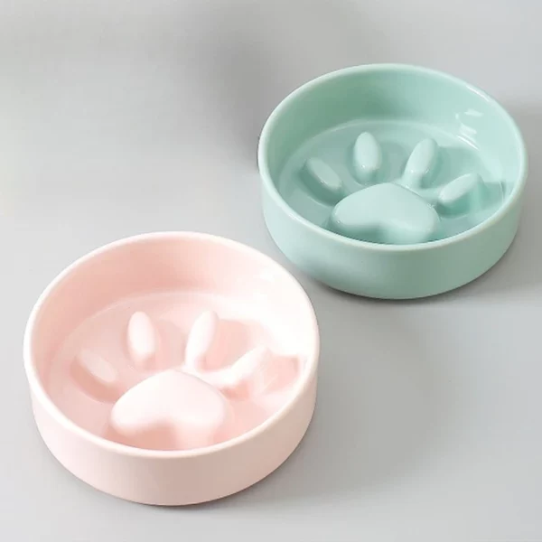 gamelle anti glouton céramique patte pour animaux