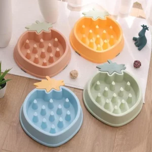 gamelle anti glouton fraise pour chien et chat