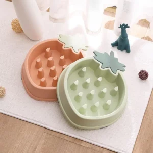 gamelle anti glouton fraise pour chiot et chaton