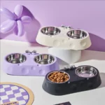 gamelle double design lunaire pour chien et chat