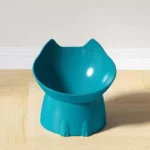 gamelle chat surélevée plastique bleu