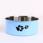 gamelle chien inox patte bleu clair