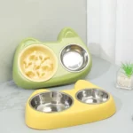 gamelle anti-glouton chat double pour chiens et chats