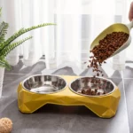 gamelle double antidérapante inox pour chien et chat