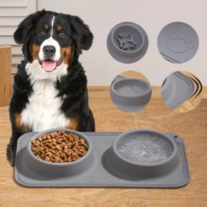 Gamelle chien anti-glouton silicone pour chien et chat