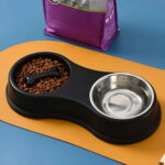 gamelle chat double anti glouton noir