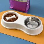 gamelle chat double anti glouton blanc