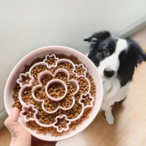 gamelle anti glouton silicone fleurs pour animaux