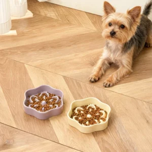 Gamelle Anti Glouton Chien Fleurs pour chien et chat